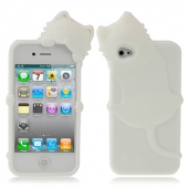 Силиконовый чехол для iPhone 4/4S с обнимающимся котенком (белый)