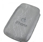 Кожаный чехол карман для iPhone 3G, 3GS, iPod Touch (серебристый, текстурный)