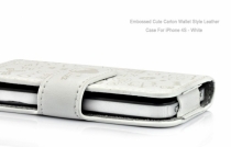 Чехол книжка для iPhone 4 и iPhone 4S с картинками (белый)