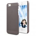 Чехол-накладка для iPhone 5 / 5S (тонкая, матовая, прозрачно-черная)