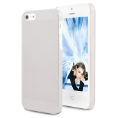 Чехол-накладка для iPhone 5 / 5S (тонкая, матовая, прозрачно-белая)