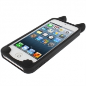 Силиконовый 3D чехол KOKO для iPhone 5 / 5S - с ушками (черый)