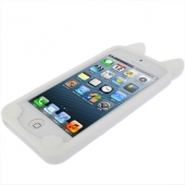 Силиконовый 3D чехол KOKO для iPhone 5 / 5S - с ушками (белый)