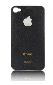 Наклейка iMat ll (черная, кожаная) на iPhone 4 (в комплекте прозрачная пленка)