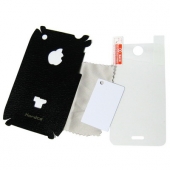 Наклейка iMat ll (кожаная, черная) на iPhone 3G / 3GS (в комплекте прозрачная пленка)